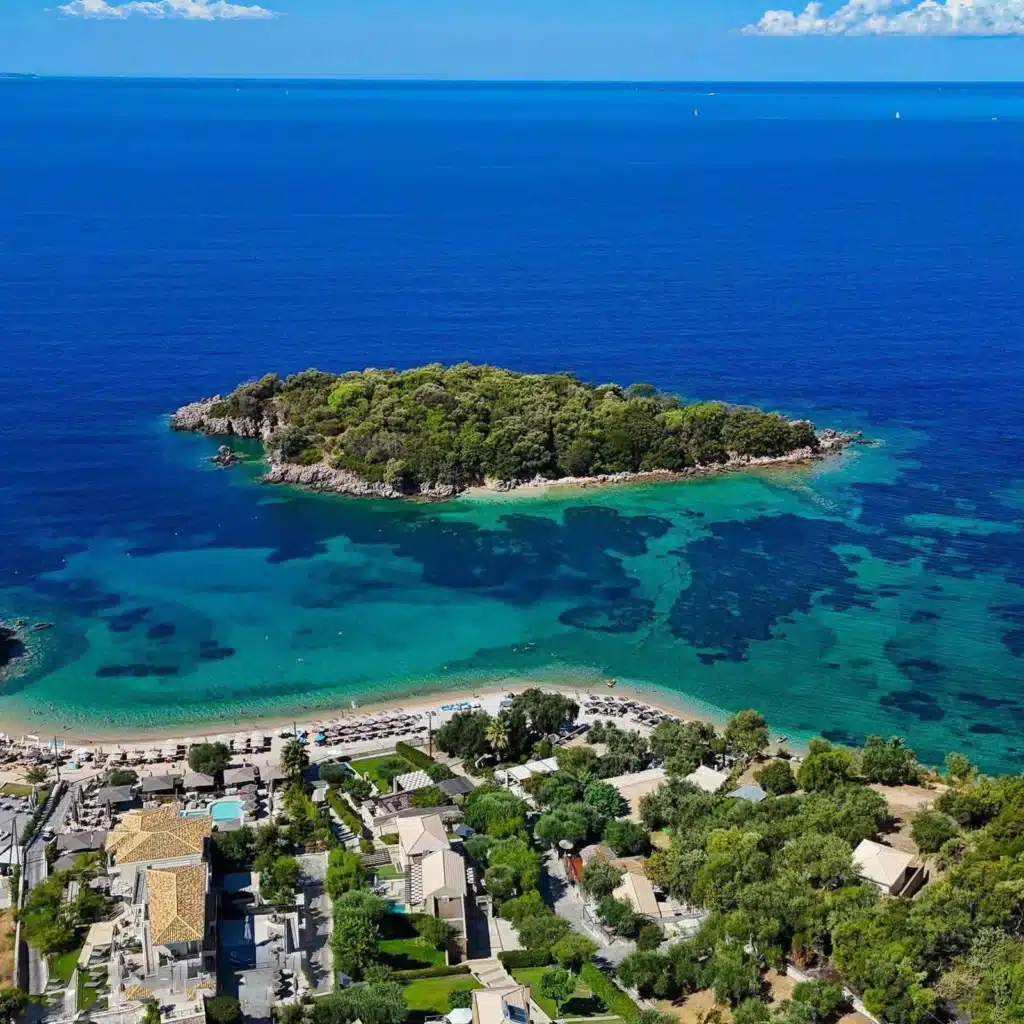 AGIA PARASKEVI BEACH sivota greece aerial photo