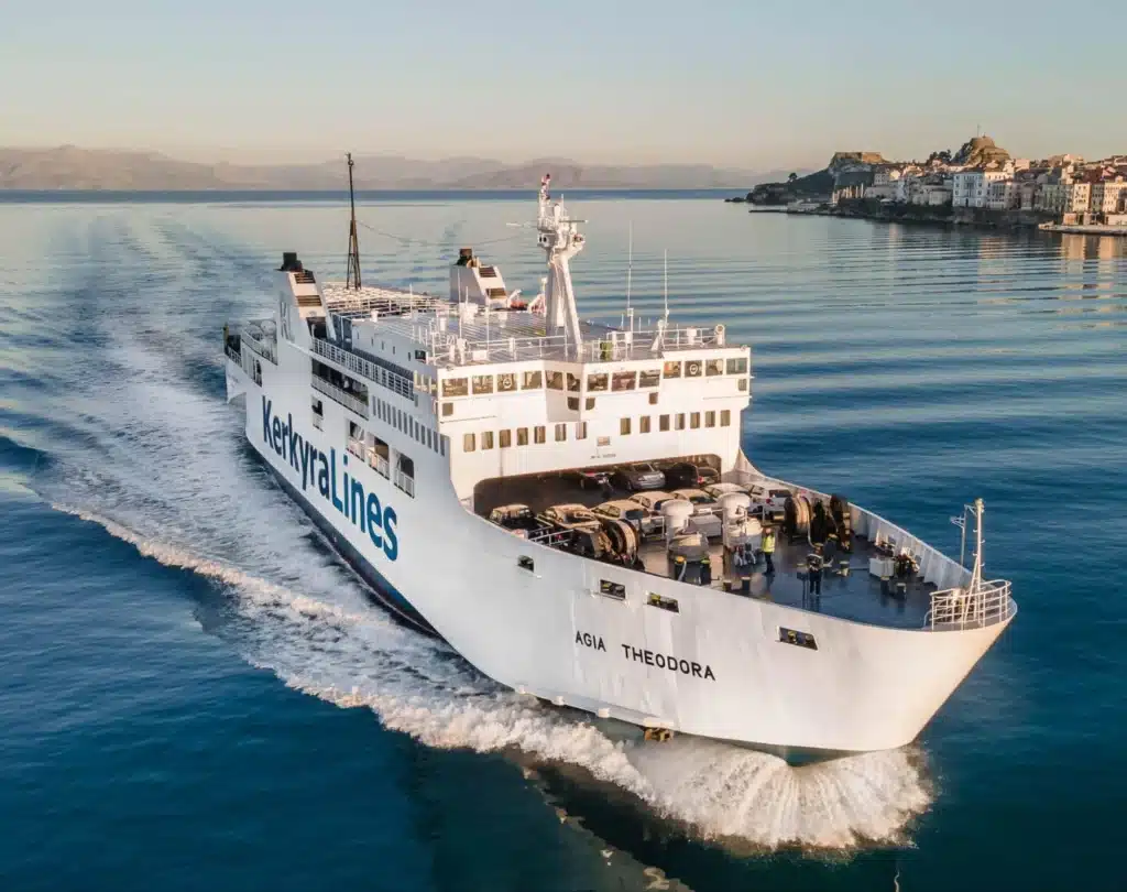Kerkyra Lines ferry journey from Igoumenitsa to Corfu across the Ionian Sea Greece