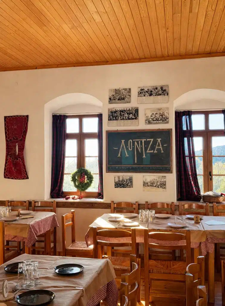 Lontza restaurant in Finiki village Thesprotia near Igoumenitsa with traditional Greek cuisine and relaxing atmosphere in nature