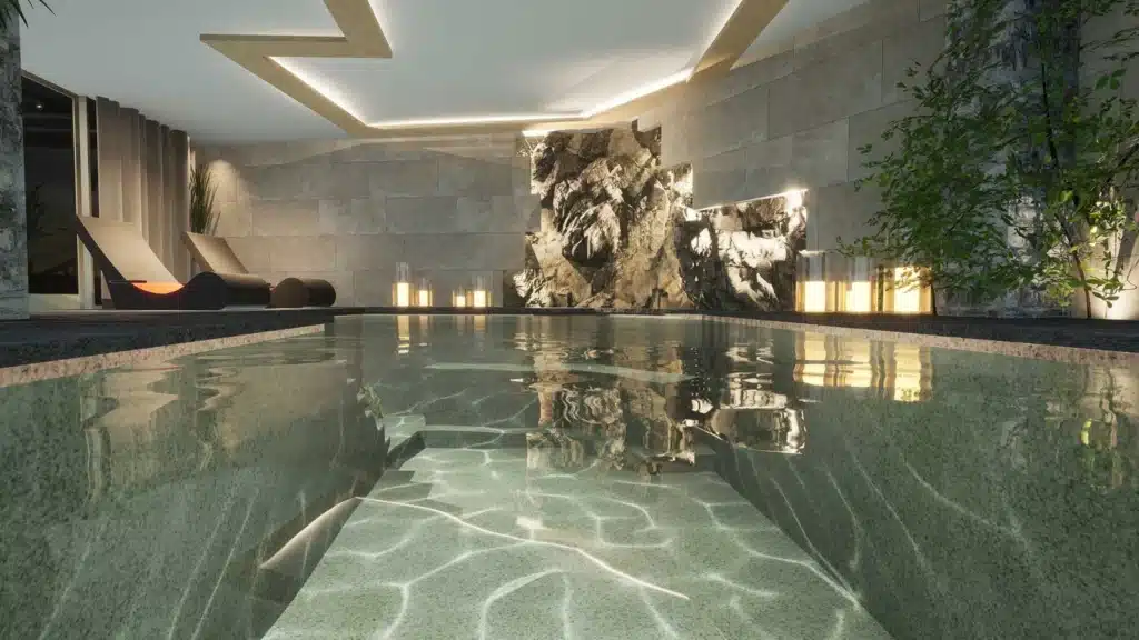 Das beheizte Innenbecken des Mountain Spa im Mikro Papigo 1700