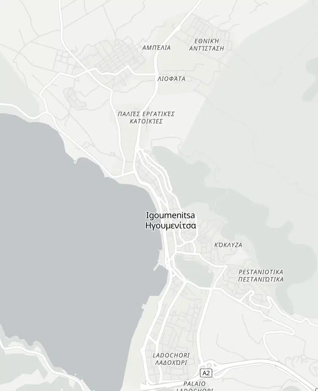 Χάρτης της Ηγουμενίτσας με τα καταλύματα του οδηγού